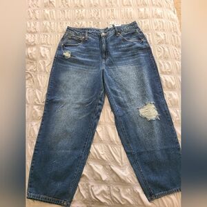 Women's Time And Tru Distressed Barrel Jeans. Size 16